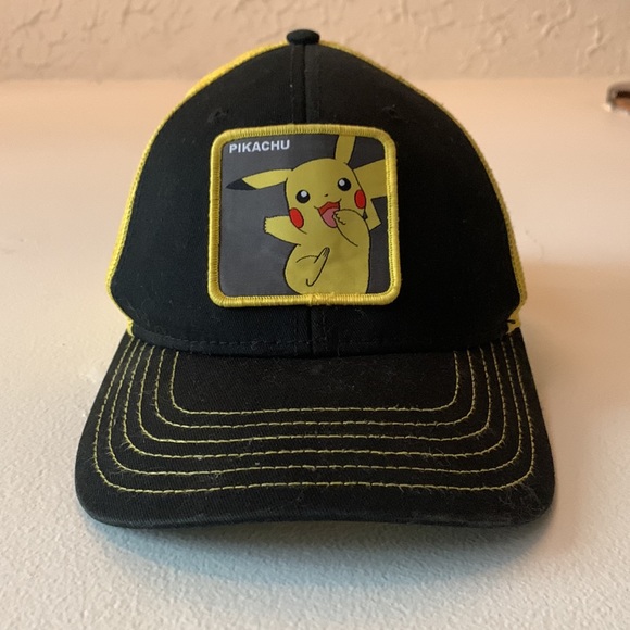 Black and Yellow Pikachu Pokémon SnapBack Hat / Cap with yellow netting - Picture 3 of 6